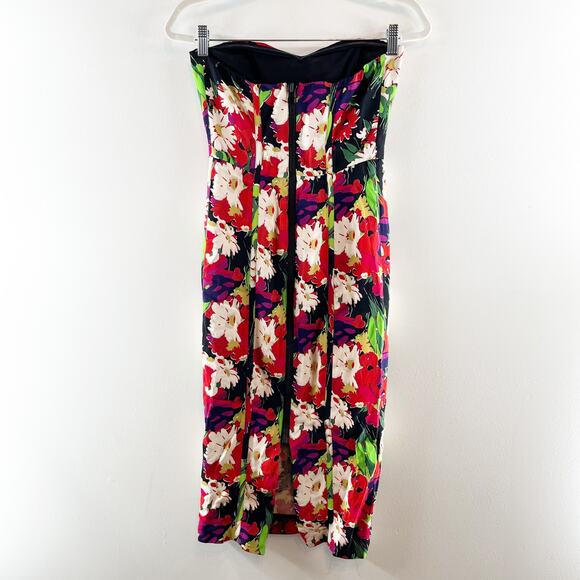 Veronica Beard Saffron Strapless Corset Knee Length Midi Floral Dress Red 2 - Picture 7 of 10